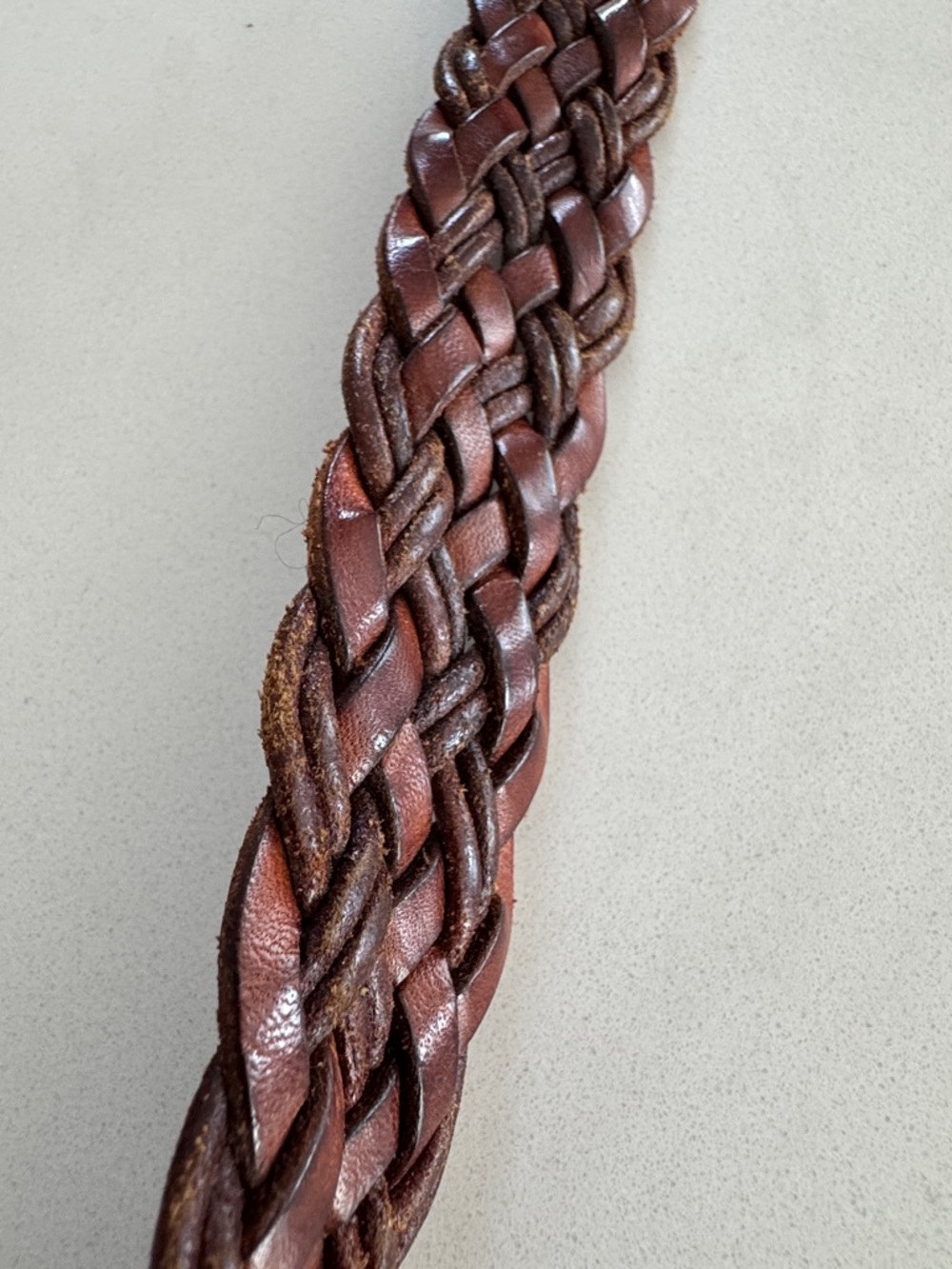 Coach Braided Brown Leather Belt with Brass-Tone Buckle - Picture 9 of 13